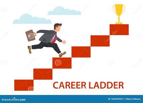 Career Ladder A Man Climbs The Career Ladder Vector Illustration Of