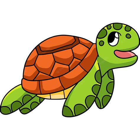 Premium Vector Sea Turtle Cartoon Colored Clipart Illustration