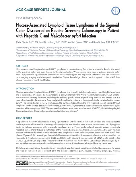 Pdf Mucosa Associated Lymphoid Tissue Lymphoma Of The Sigmoid Colon