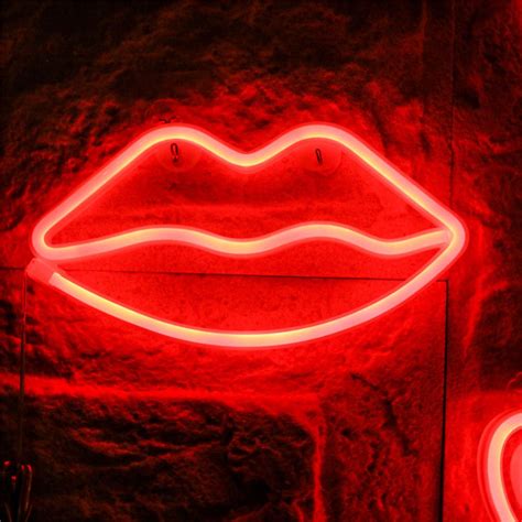 3d Led Neon Sexy Red Lips Night Lamp Ins Popular Pink Mouth Light Battery Powered For Bar