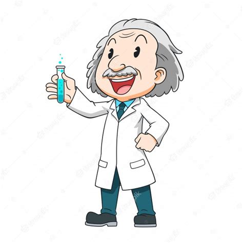 Cartoon Character Of Scientist Holding A Test Tube Premium Vector