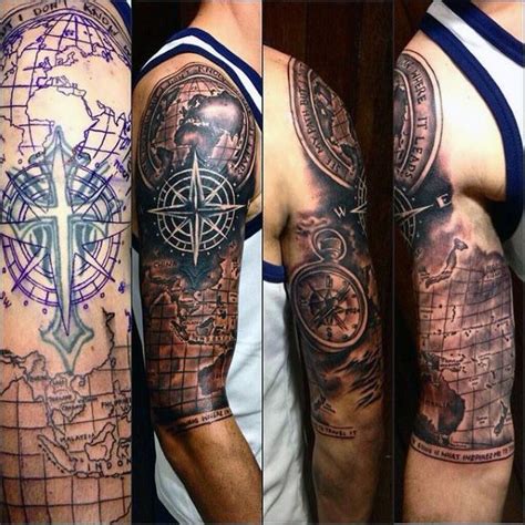 World Map Tattoo Designs For Men Adventure The Globe Map Tattoos World Map Tattoos