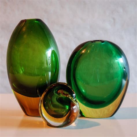 Circa 1950 Flavio Poli Murano Green And Yellow Glass Vase For Seguso Vetri D Arte Chairish