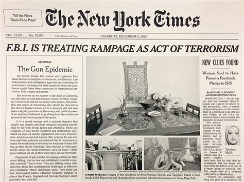 Find new york times front page today. New York Times front-page editorial on gun violence ...