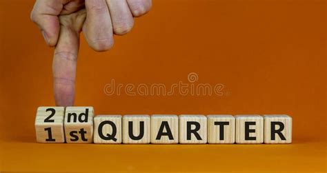 From 1st To 2nd Quater Symbol Businessman Turns Cubes And Changes