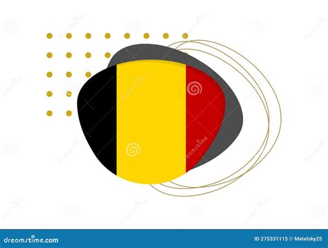 Belgium Flag Icon Or Badge Belgian National Emblem With Abstract