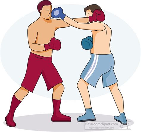 Boxing Clipart Two Men Boxing Makes Contact With Each Other Clipart