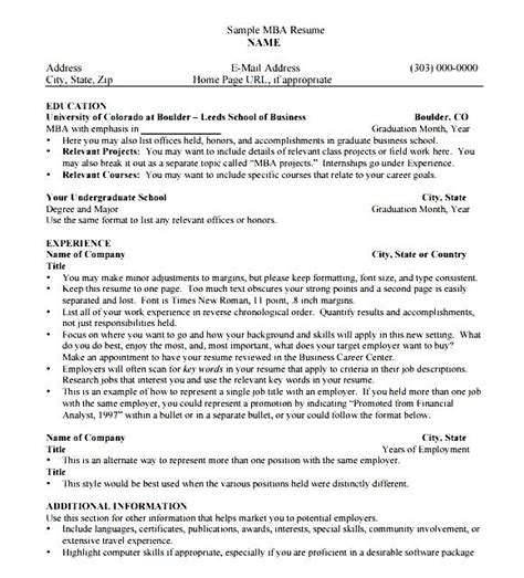 Your mba is an important achievement, and one that you worked hard to obtain. MBA Resume Template Download - Free Samples , Examples ...
