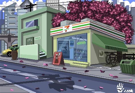 Pixel Art Of A Convenience Store Howtodraw101