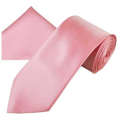 Plain Baby Pink Men S Satin Tie Pocket Square Handkerchief Set From