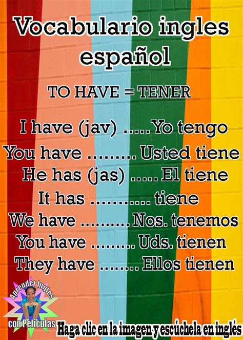 Vocabulario Inglespalabras En Ingles Y Español Vocabulario Ingles