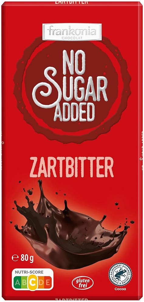 Frankonia CHOCOLAT NO SUGAR ADDED Zartbitter Schokolade 80 G Amazon