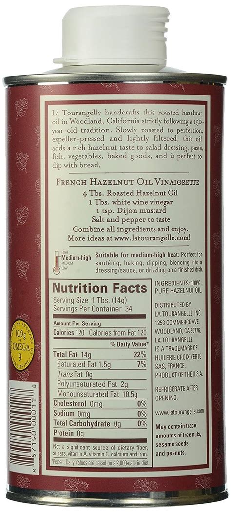 La Tourangelle Roasted Hazelnut Oil Ounce Packaging May Vary