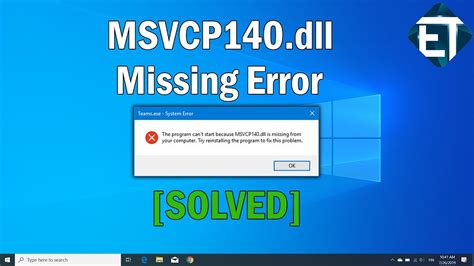 how to fix msvcp140 dll missing in windows 10 8 7 2 fixes youtube