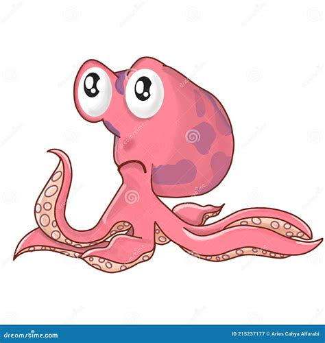 Sad Baby Octopus Looking For Her Mom Stock Illustration Illustration