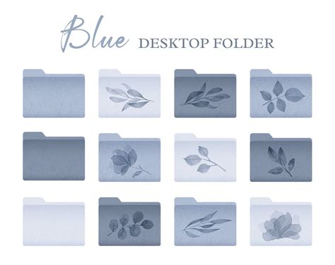 Blue Desktop Icons Desktop Folder Icons For Mac And Windows Etsy