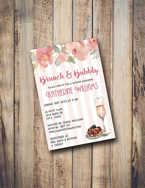 Brunch Bridal Shower Digital Printable Invitation By Wonderdreamdesigns