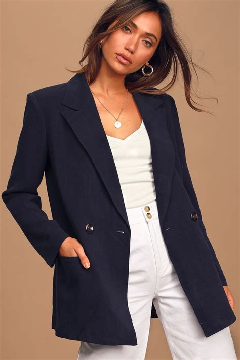 make your mark navy blue oversized double breasted blazer blue blazer outfit navy blue blazer