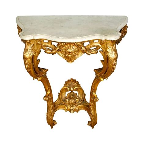 Rococo Style Gilt Marble Top Wall Mounted Console In 2022 Rococo