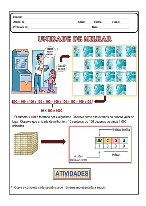 Atividades Com Unidades De Milhar