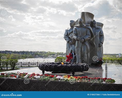 SYZRAN, RUSSIA - May, 2021: the Eternal Flame of Remembrance Fallen
