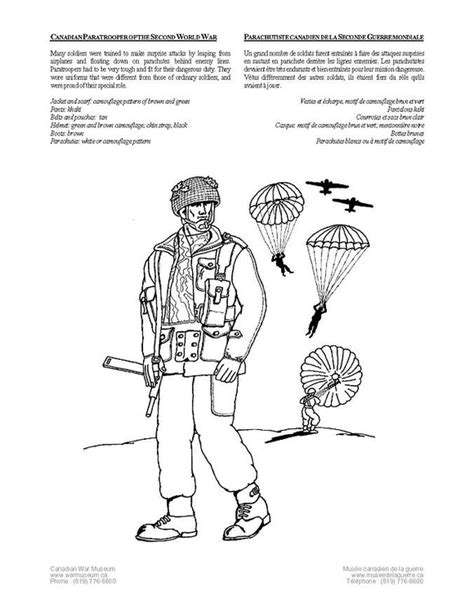 Kleurplaat Canadese Paratrooper tweede wereldoorlog Afb 12816.