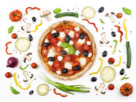 Italian Pizza With Its Ingredients Stock Image Image Of Vegetable