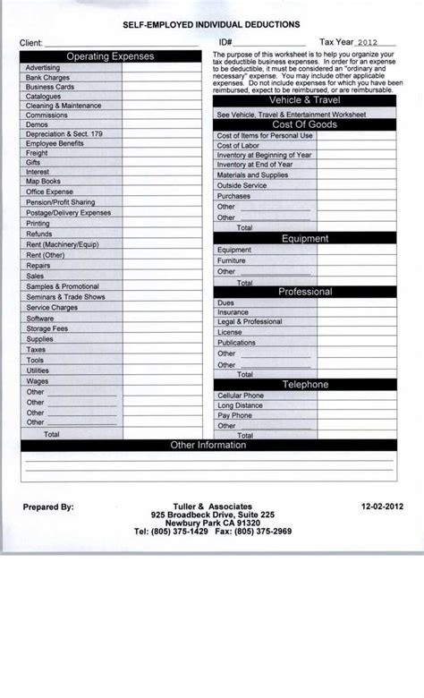 Self employed tax spreadsheet for self employed expense sheet