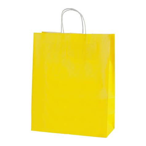 Yellow Twist Handle Paper Carrier Bags Size Large 32 X 12 X 41cms