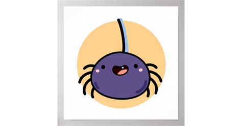 Cute Kawaii Purple Spider Poster Zazzleca