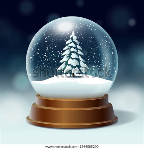 Crystal Ball Snowball Snowy Christmas Tree Stock Vector Royalty Free