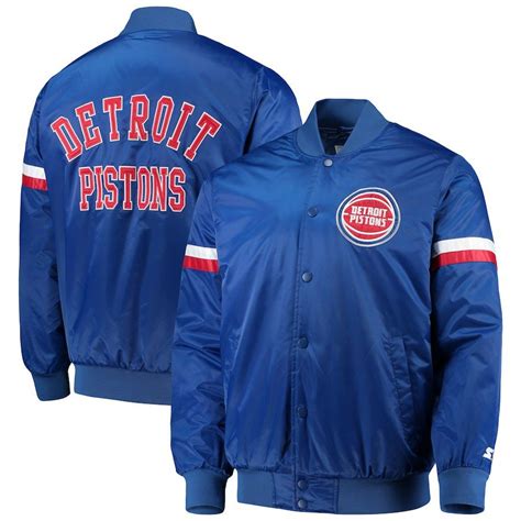 Detroit Pistons Starter The Champ Varsity Satin Jacket - Royal | Satin