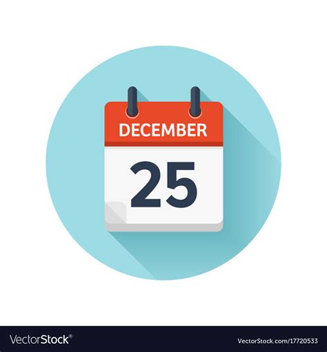 December 25 Flat Daily Calendar Icon Date Vector Image