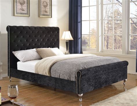 Amazon's choice for black velvet bedding. Manila Platform Queen Bed - Black Velvet | Candace and ...