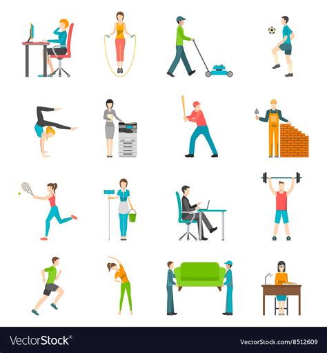 Physical Activity Flat Icons Royalty Free Vector Image