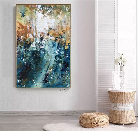 Just take a look at this piece for example: Over the Bed Decor, Oversized Canvas Art,Teal Blue Wall ...