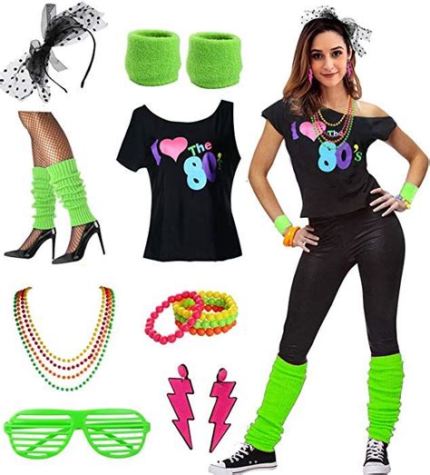 Womens I Love The 80s Disco 80s Costume Outfit Accessories