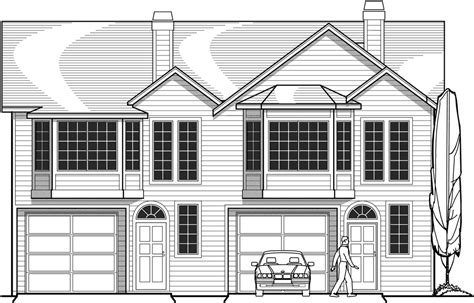 Separated spaces are typically are connected to the main house for security and economy. Duplex House Plans, Town House Plans, Reverse Living House ...
