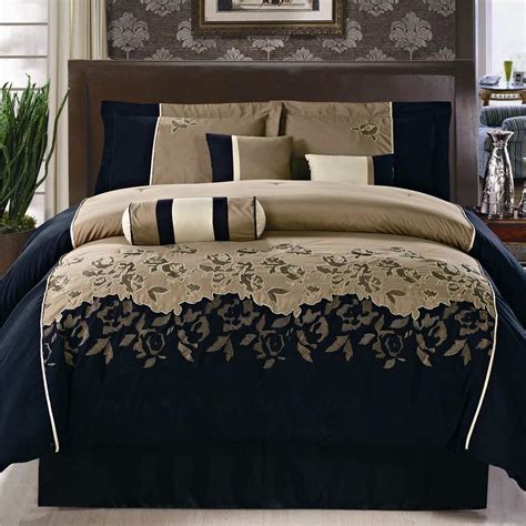 The lavish tufted details flaunted on the comforter, shams, and window valances deliver an elegant statement in rich luxurious color hues. 15PC Black Coffee Peony Embroidery Comforter Set QUEEN w ...