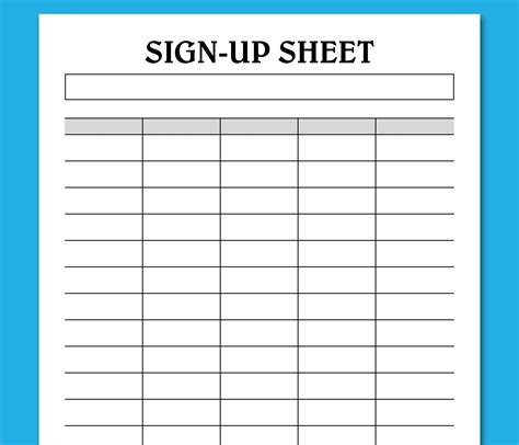 Free Editable Printable Sign Up Sheet