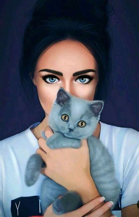 Black Hair Blue Eyes Grey Cat How To Draw A Face Purple Background