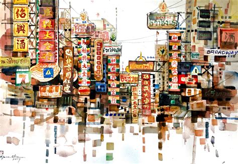 Watercolour by Elaine Chiu | Mural painting, Photo wall ...