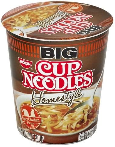Nutrition facts label for soup, ramen noodle, chicken flavor, dry. Nissin Ramen Noodle, Homestyle, Spicy Chicken Flavor Soup ...