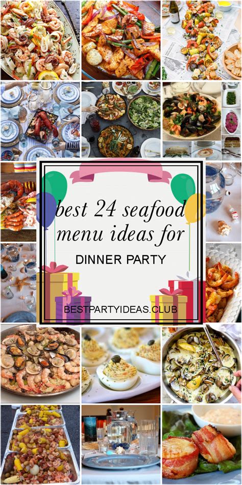 Each menu features an appetizer, main course, side dish, and dessert. Seafood Menu Ideas for Dinner Party Beautiful Marinated ...