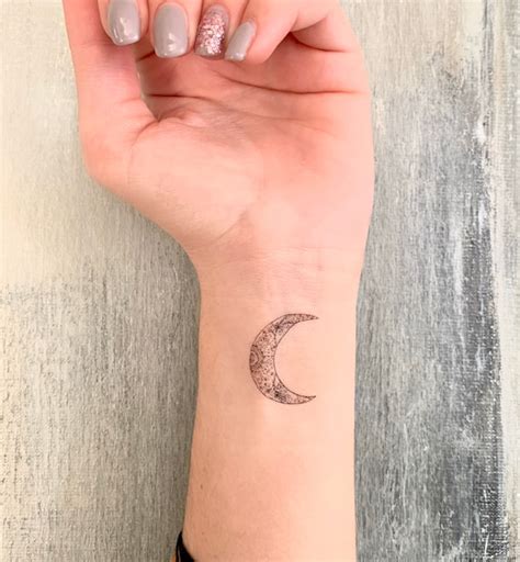 Moon Art Temporary Tattoo Set Of Or Etsy