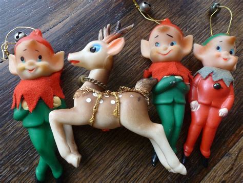 Instant collection, pair of gold and red stripe and glitter 1960s mercury glass novelty christmas baubles. North London Vintage Market: 1960's decorations