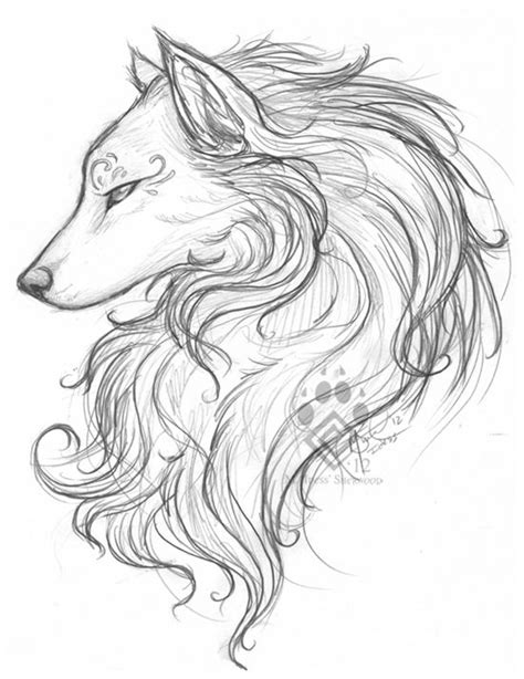 White Wolf Sketch By Idess On Deviantart Wolf Sketch Wolf Drawing Anime Wolf Drawing