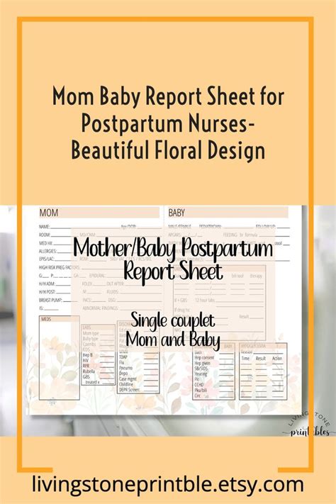 Mother Baby Nursing Handoff Shift Report Sheet Printable Mom Baby