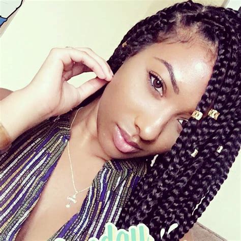 Woeoe crystals box hair rings clip gold star braid cuff ring rhinestones beads dreadlock charms jewelry accessories for women and girls(6pcs). Medium box braids with gold dread clips … | Medium box braids, Long box braids, Box braids pictures