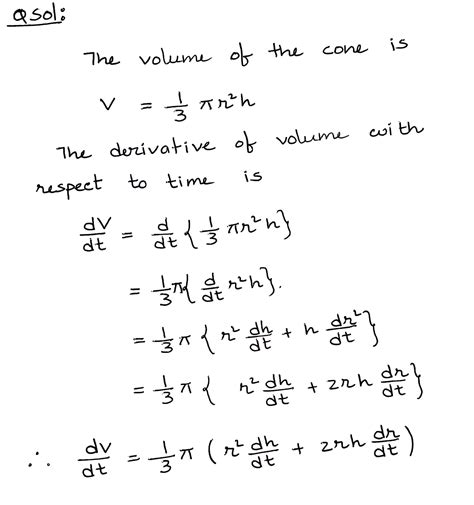 [Solved] question please . The formula for the volume of a cone is V